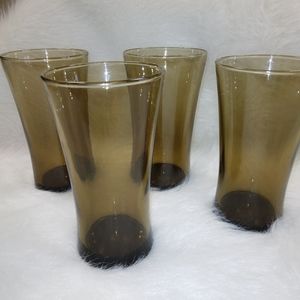 Mid Century Modern Brown Smoke Large Tumblers, set of 4